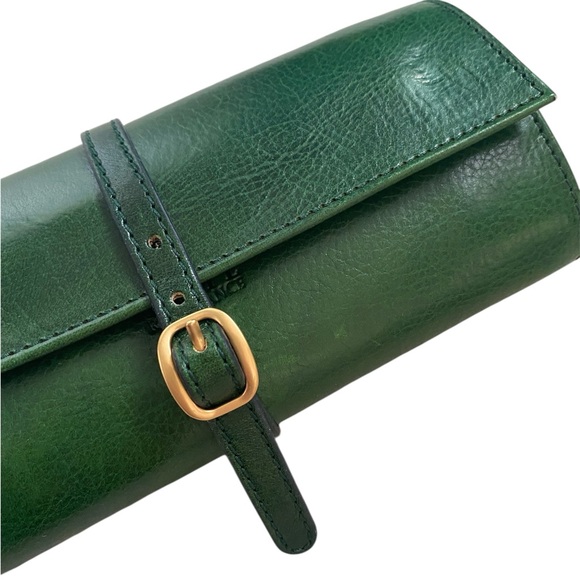 Time Resistance New Leather Green Jewelry Travel Case Madame Bovary Roll Bag - Picture 4 of 16